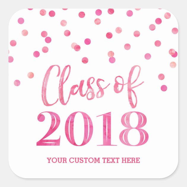 Pink Watercolor Confetti Graduation 2018 Square Sticker