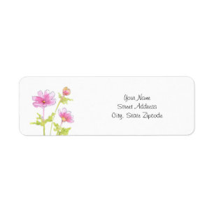 Pink Watercolor Cosmos Label