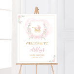 Pink Watercolor Crest Baby Shower Welcome Poster<br><div class="desc">Make your event special with this Pink Bow Baby Shower with our cute and lovely printable Welcome Sign featuring adorable Floral Crest Baby Shower theme. Download,  personalize,  and create lasting memories with this perfect touch for your joyous celebration!

BS658</div>
