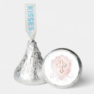 Pink Watercolor Crest Holy Cross Hershey®'s Kisses®