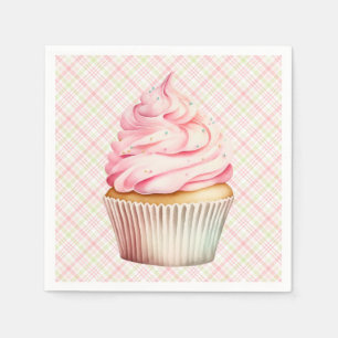 Pink Watercolor Cupcake Napkins