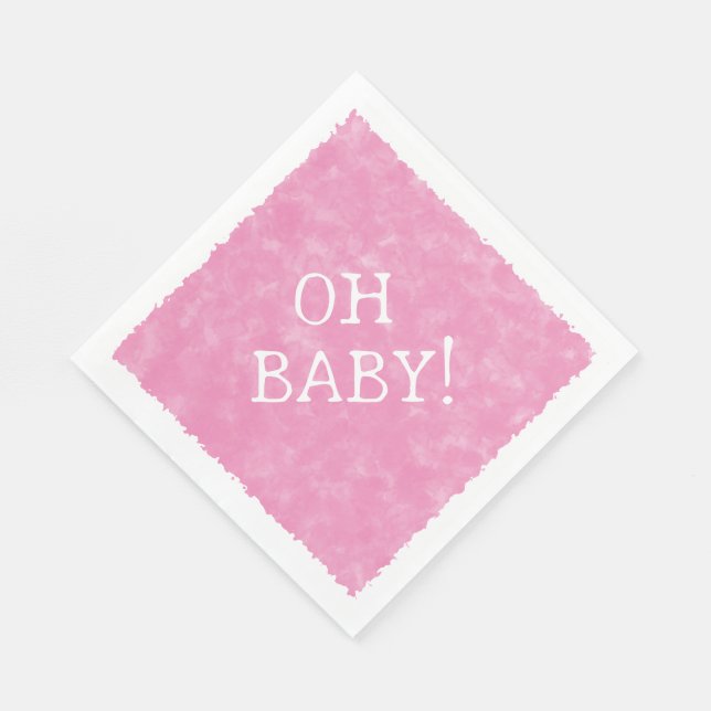Pink Watercolor Custom Text Baby Shower Oh Baby Napkins (Corner)
