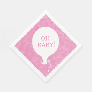 Pink Watercolor Custom Text Baby Shower Oh Baby Napkins