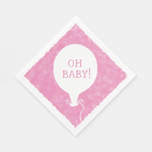 Pink Watercolor Custom Text Baby Shower Oh Baby Napkins