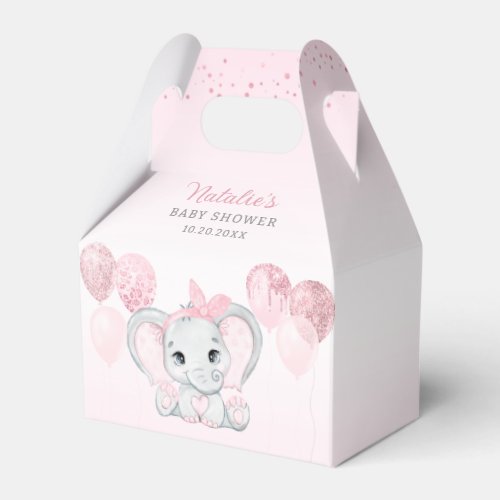 Pink Watercolor Cute Elephant Girl Baby Shower  Favor Boxes