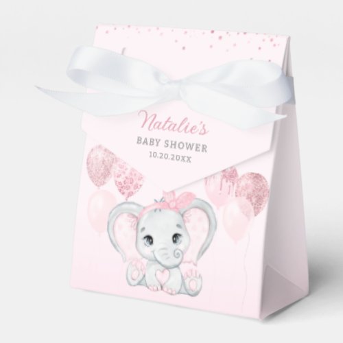 Pink Watercolor Cute Elephant Girl Baby Shower  Favor Boxes