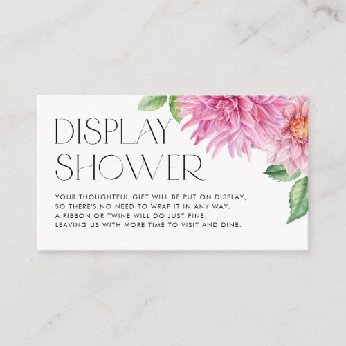 Pink Watercolor Dahlia Floral Display Shower Enclosure Card