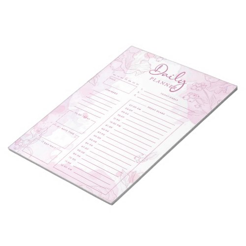Pink Watercolor Daily Planner Notepad