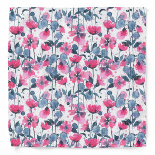 Pink Watercolor Daisies Bandana