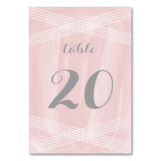 Pink Watercolor Deco Table Number (Front)