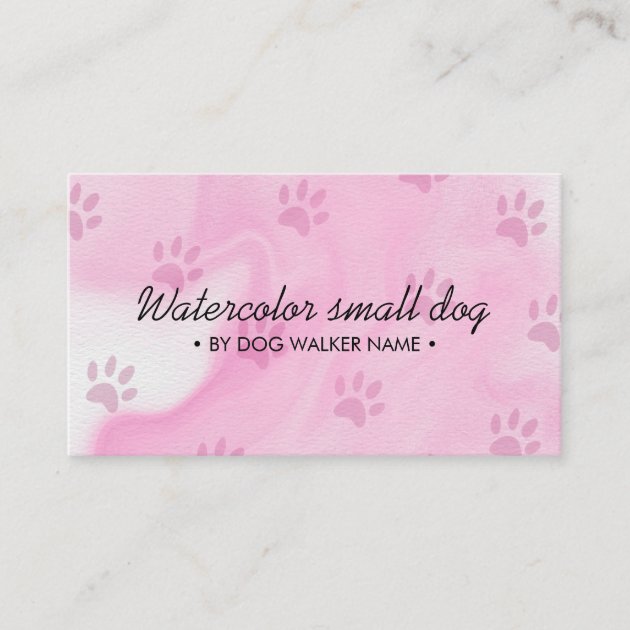 Private: Pink Watercolor dogs simple groomer pet sitter paw Business Card