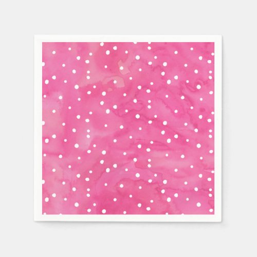 Pink Watercolor Dots Baby Shower Napkins