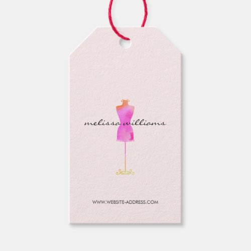 Pink Watercolor Dress Mannequin Boutique II Gift Tags