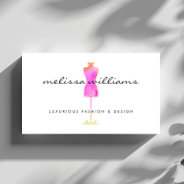 Pink Watercolor Dress Mannequin Fashion Boutique Business Card at Zazzle