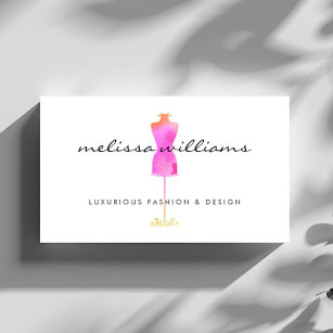 Pink Watercolor Dress Mannequin Fashion Boutique Business Card