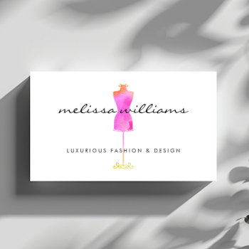 Pink Watercolor Dress Mannequin Fashion Boutique Business Card by 1201am at Zazzle