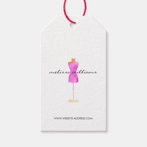Pink Watercolor Dress Mannequin Fashion Boutique Gift Tags