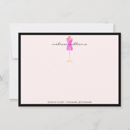 Pink Watercolor Dress Mannequin II Flat Notecard