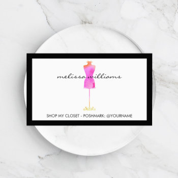 Pink Watercolor Dress Mannequin Poshmark Seller Business Card by 1201am at Zazzle