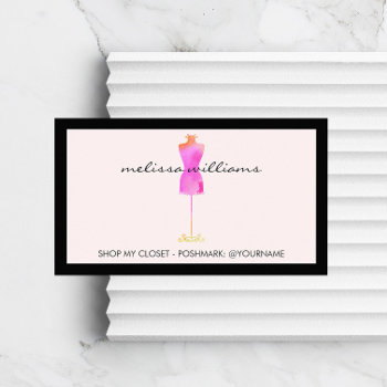 Pink Watercolor Dress Mannequin Poshmark Seller Ii Business Card by 1201am at Zazzle