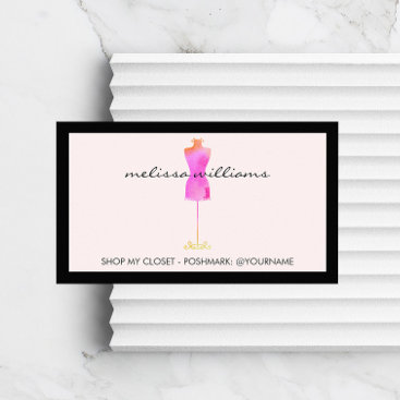 Pink Watercolor Dress Mannequin Poshmark Seller II Business Card