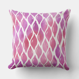Pink watercolor drops pattern Throw Pillow