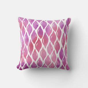 Pink watercolor drops pattern throw pillow