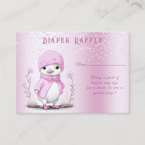 Pink Watercolor Duck Baby Shower Enclosure Card