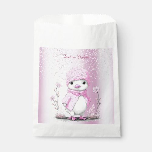 Pink Watercolor Duck Favor Bag