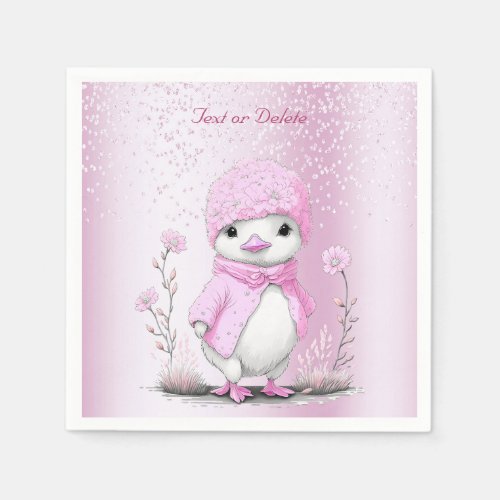 Pink Watercolor Duck Napkins