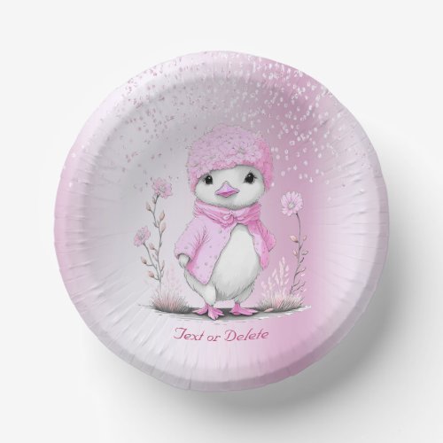 Pink Watercolor Duck Paper Bowl