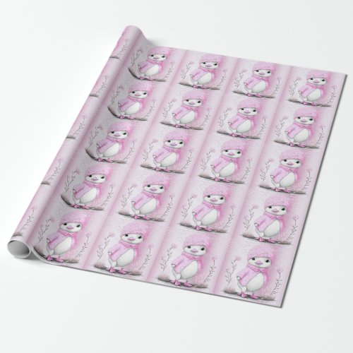Pink Watercolor Duck Wrapping Paper
