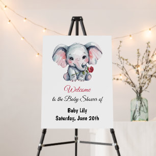 Pink Watercolor Elephant Baby Shower Foam Board