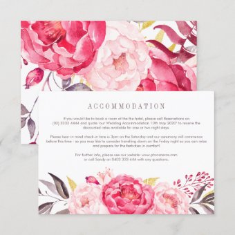 Pink Watercolor English Bouquet Direction Card | Zazzle