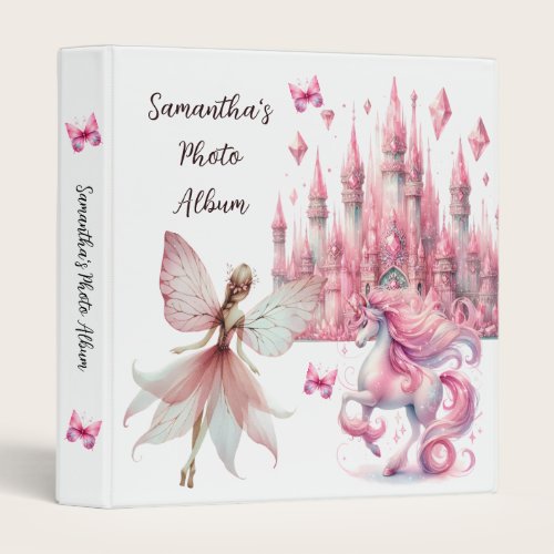 Pink Watercolor Fairy Princess Girl Photo 3 Ring Binder Pink Watercolor Fairy Princess Girl Photo 3 Ring Binder