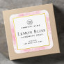 Pink watercolor faux gold border product label