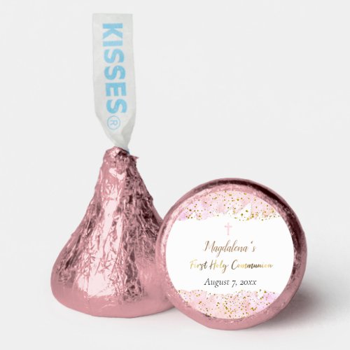 pink watercolor First Holy Communion   Hersheys Kisses