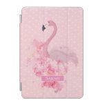 Pink Watercolor Flamingo Floral and Dots iPad Mini Cover