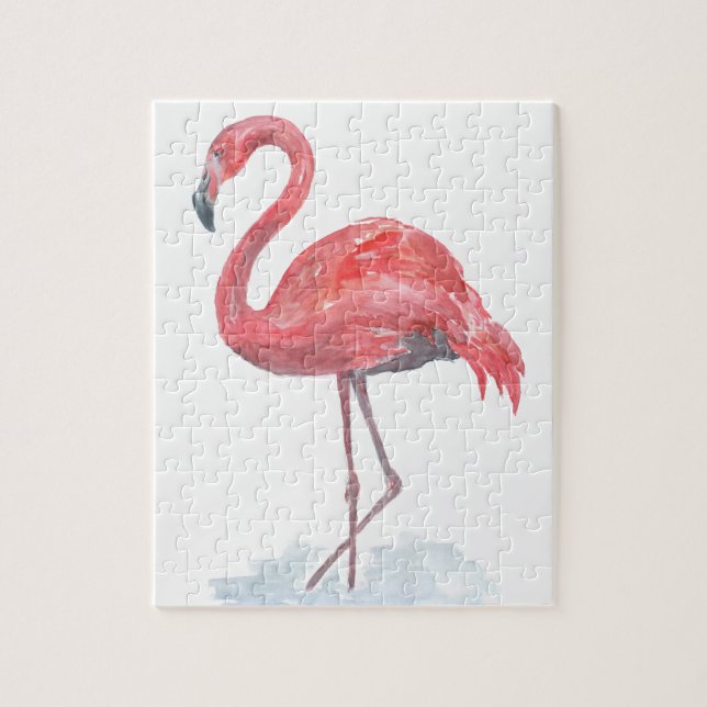 Pink watercolor Flamingo . Jigsaw Puzzle (Vertical)