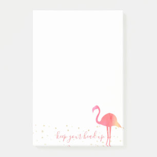 Pink Watercolor Flamingo Keep Your Head Up Post-it Notes