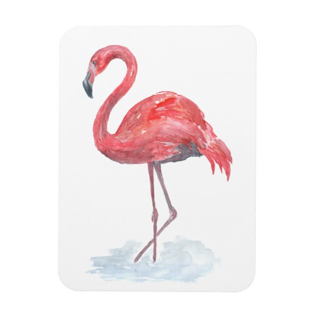 Pink watercolor Flamingo . Magnet (Vertical)