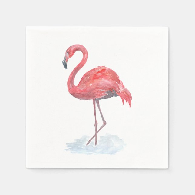 Pink watercolor Flamingo . Napkins (Front)