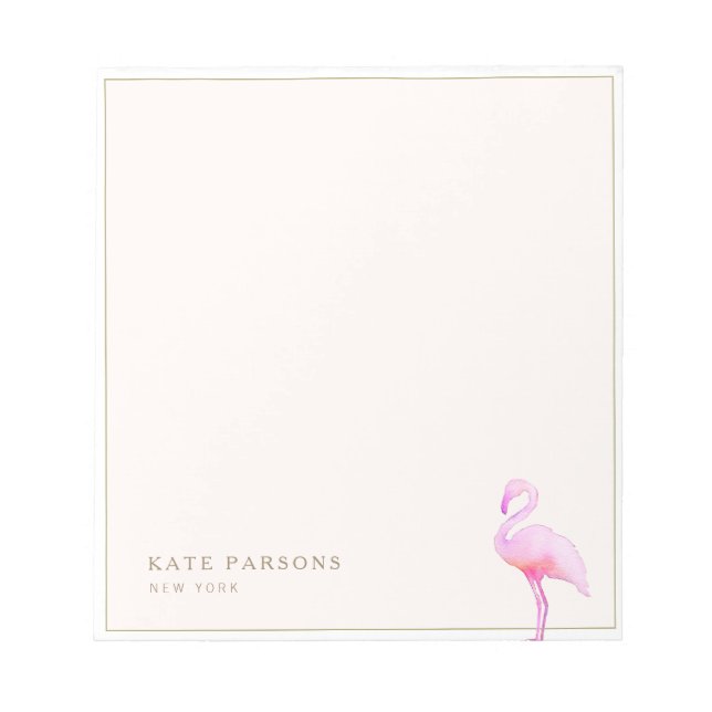 Pink Watercolor Flamingo Notepad (Front)