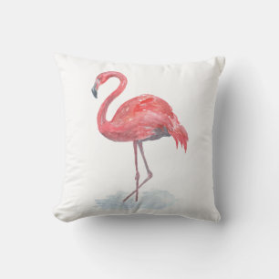 Pink watercolor Flamingo . Throw Pillow