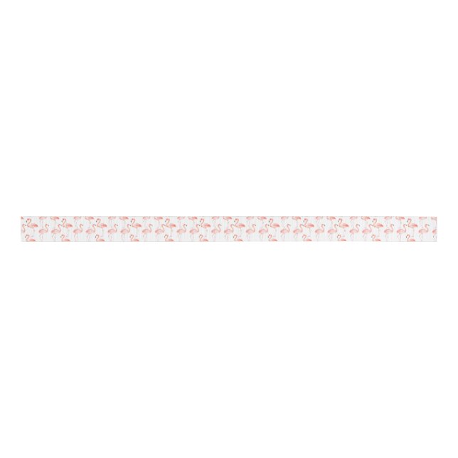 Pink Watercolor Flamingos Grosgrain Ribbon (Front)
