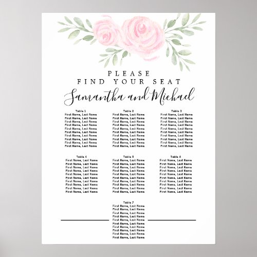 Pink Watercolor Floral 7_Table Seating Chart