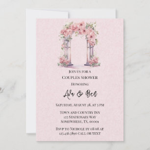 Pink Watercolor Floral Arch Church Couples Shower Invitation