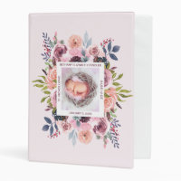 Pink Watercolor Floral Baby Girl Photo Album Mini Binder