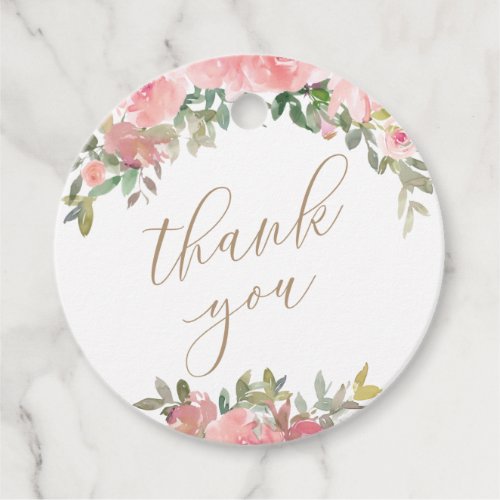 Pink Watercolor Floral Baby Shower Favor Tags