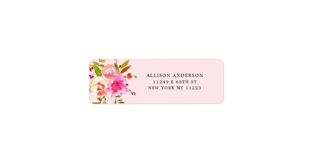 Pink Watercolor Floral baby shower return address Label | Zazzle